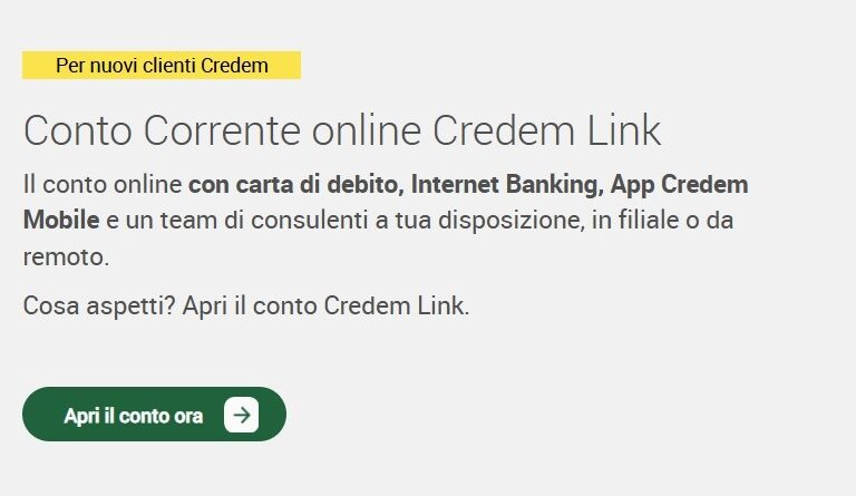 Come aprire un conto Credem Link